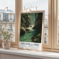 Vintgar Gorge Poster - Slovenia Travel Print - Emerald Gorge Flow Wall Decor