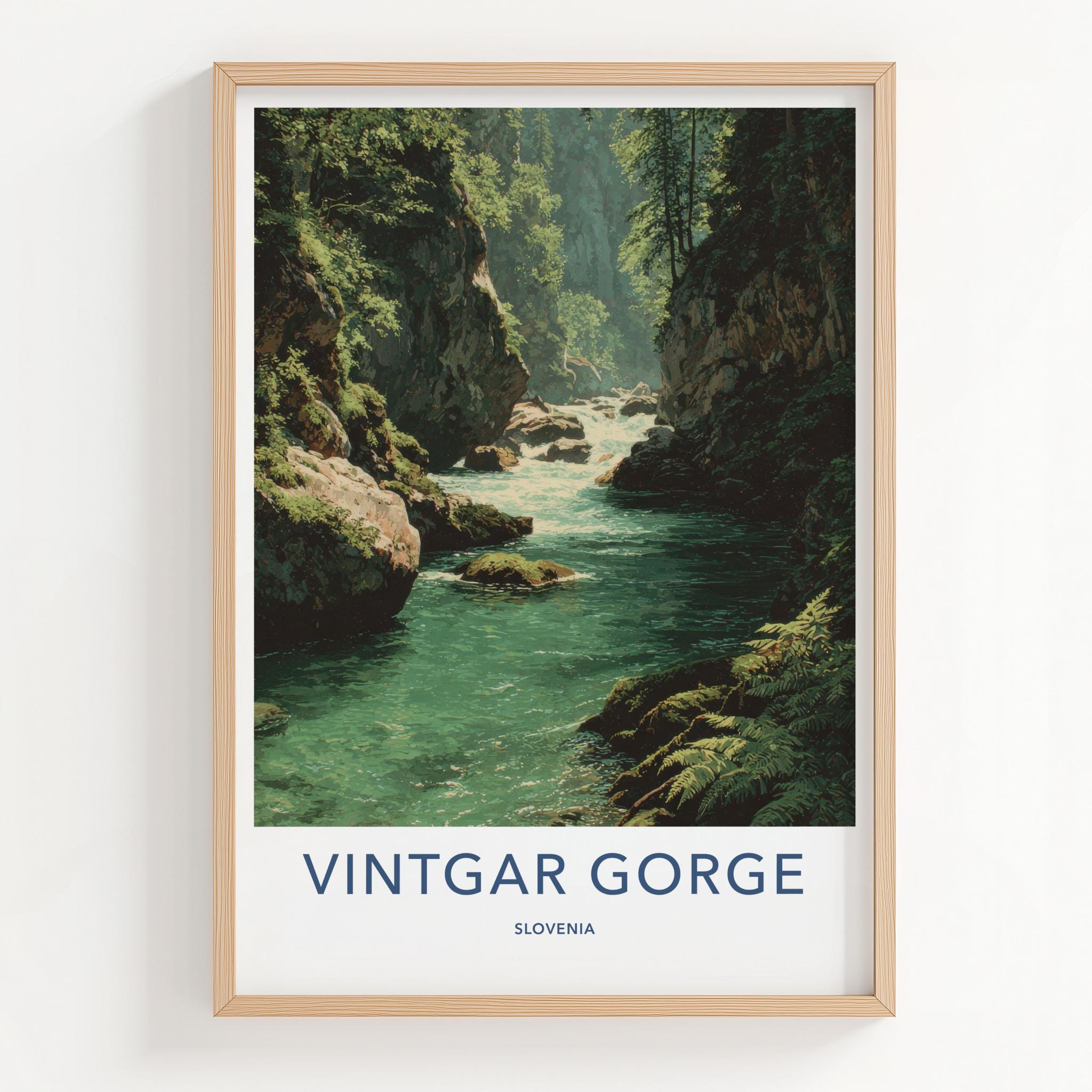 Vintgar Gorge Poster - Slovenia Travel Print - Emerald Gorge Flow Wall Decor