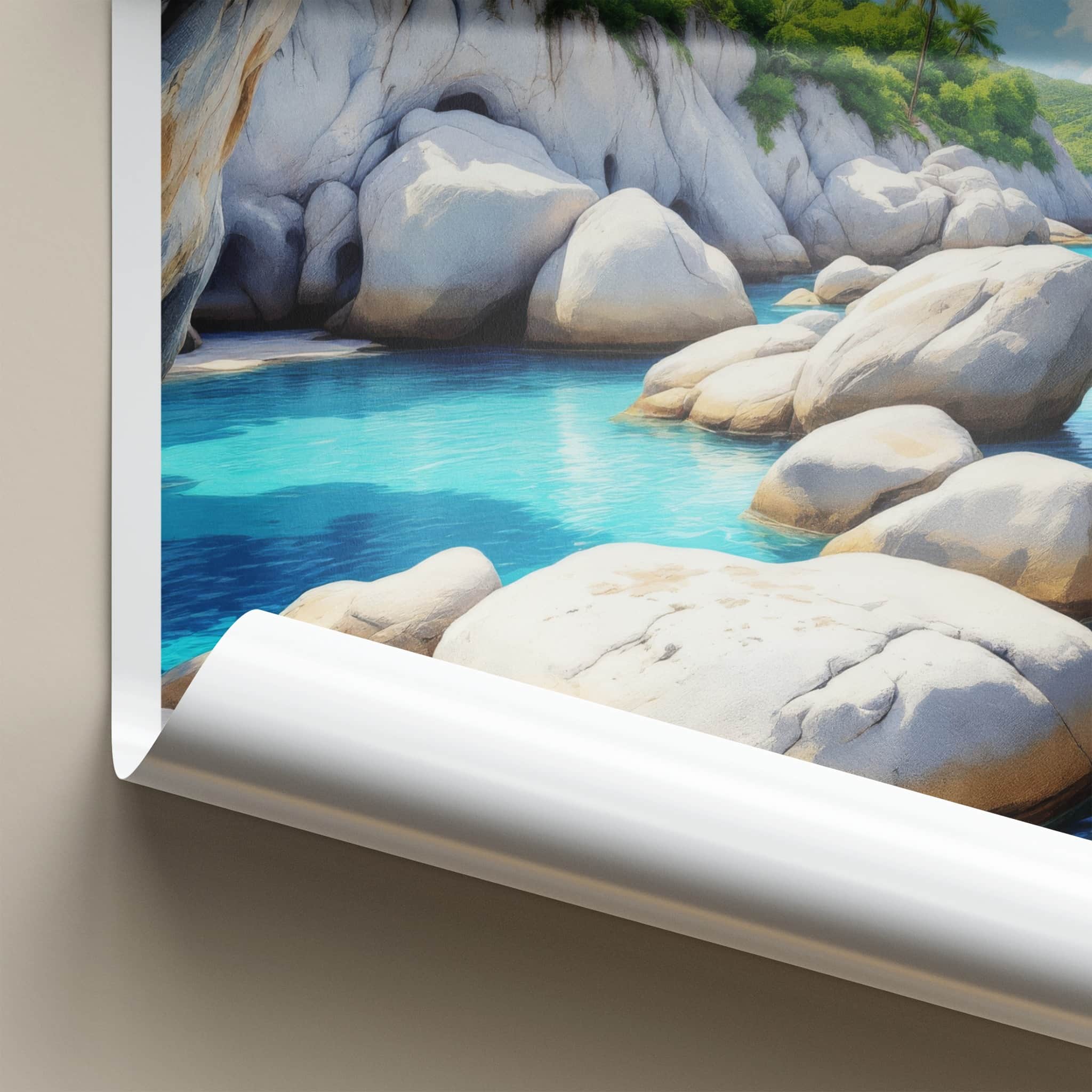 Virgin Gorda Poster - British Overseas Territory Blue Water Caves Gallery Art