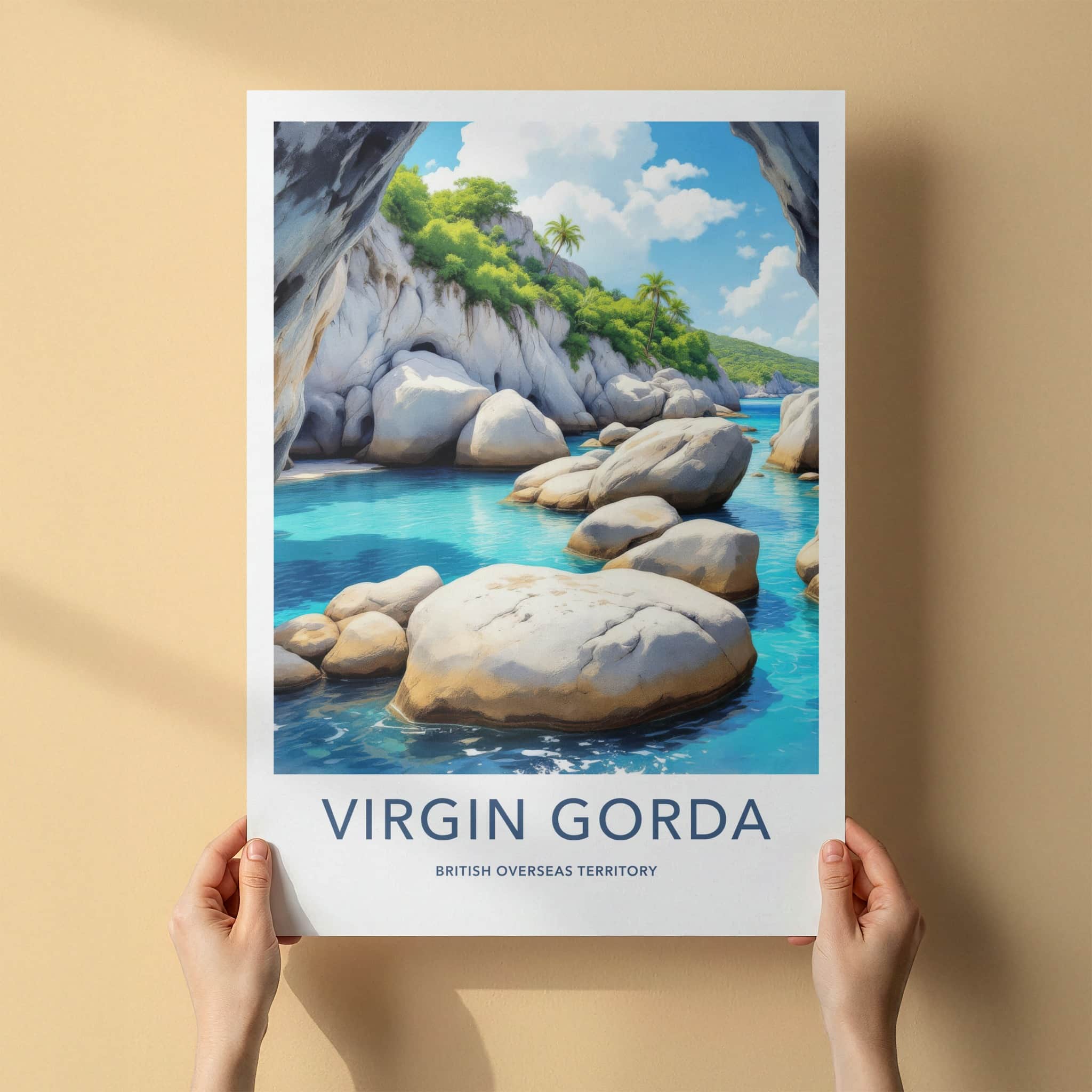 Virgin Gorda Poster - British Overseas Territory Blue Water Caves Gallery Art