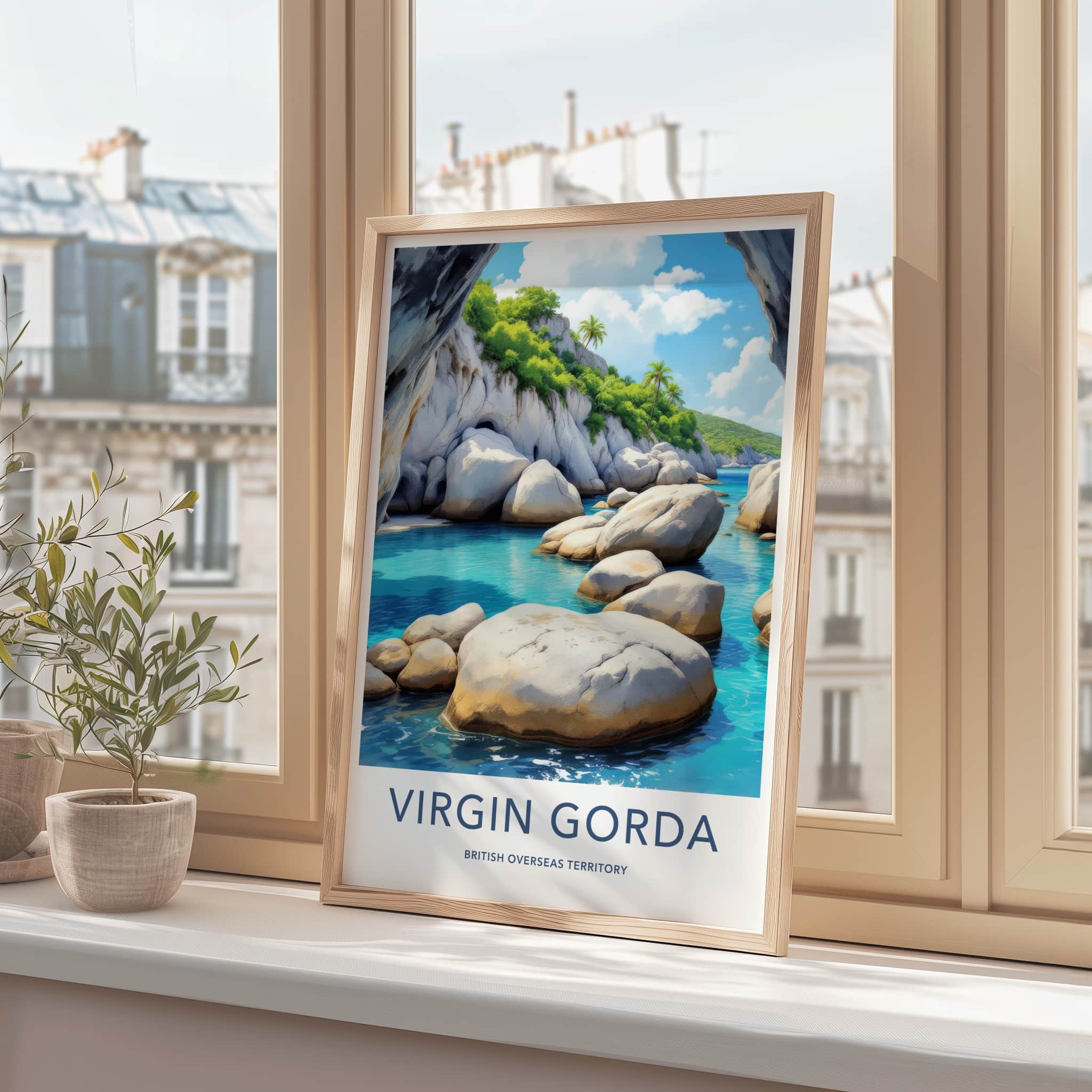 Virgin Gorda Poster - British Overseas Territory Blue Water Caves Gallery Art