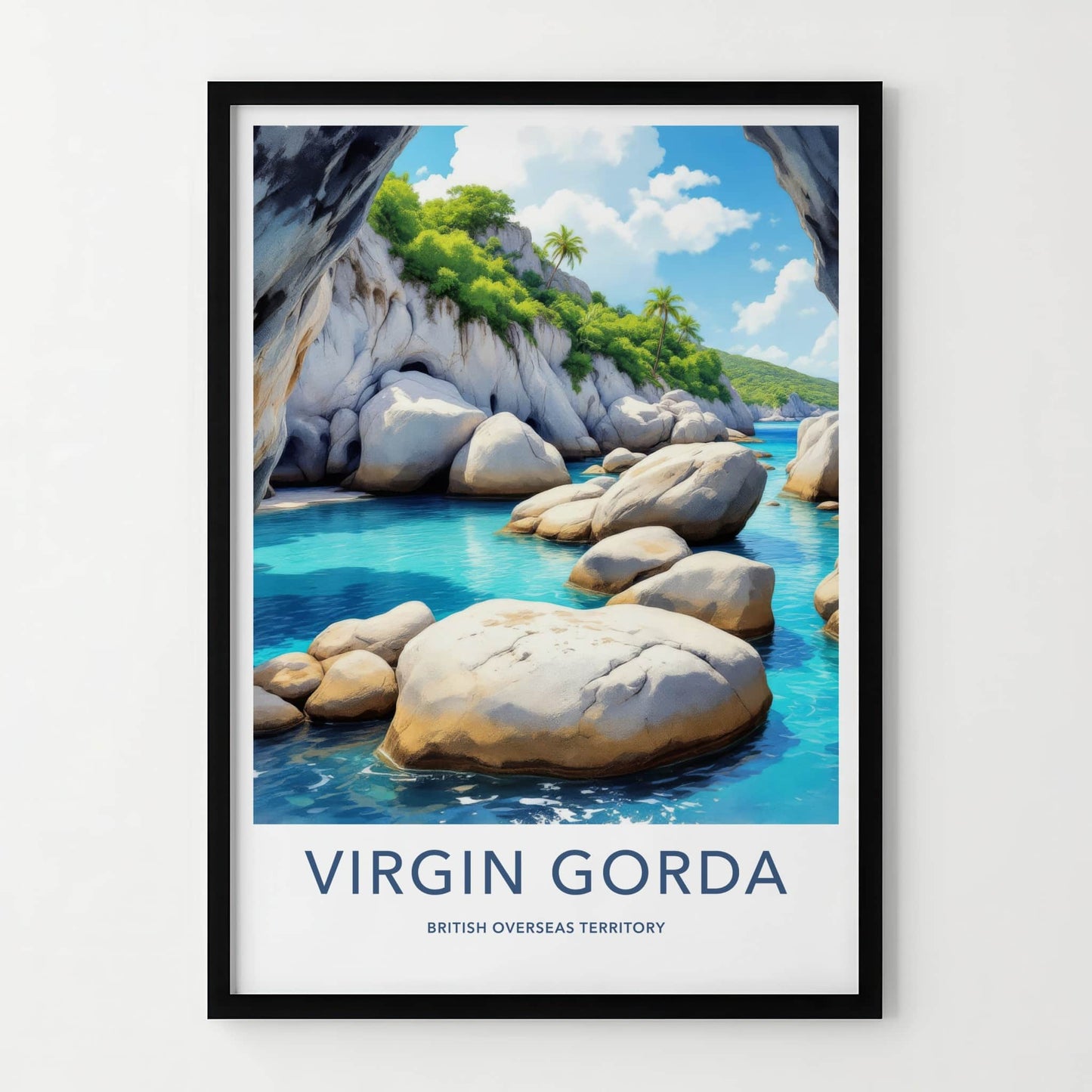 Virgin Gorda Poster - British Overseas Territory Blue Water Caves Gallery Art