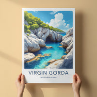 Virgin Gorda Poster - British Virgin Islands Travel Art - Turquoise Water Grotto Home Decor