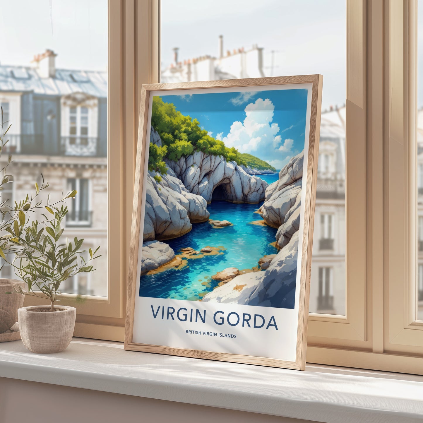 Virgin Gorda Poster - British Virgin Islands Travel Art - Turquoise Water Grotto Home Decor