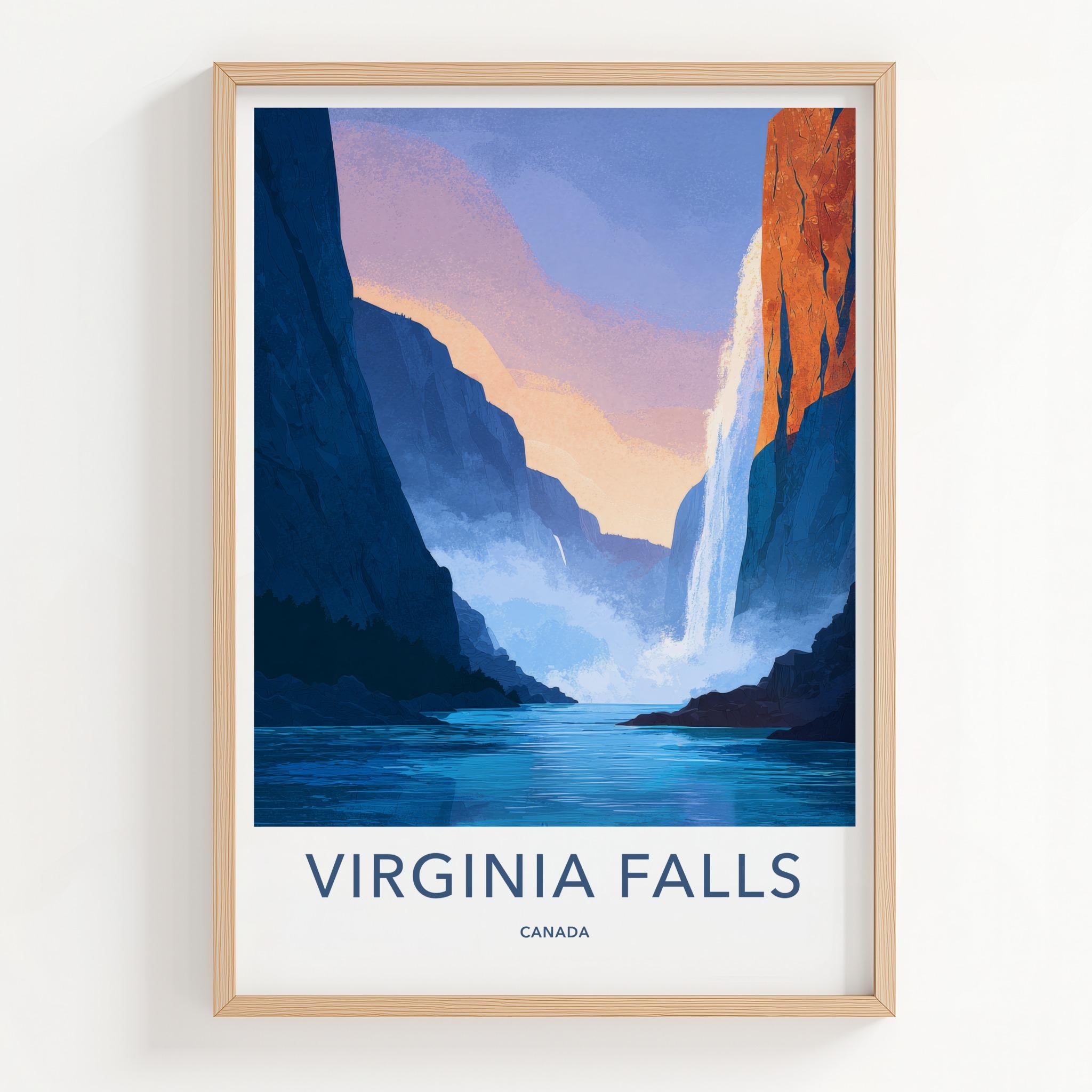 Virginia Falls Poster - Canada Travel Art - Grand Canyon Waterfall Home Decor