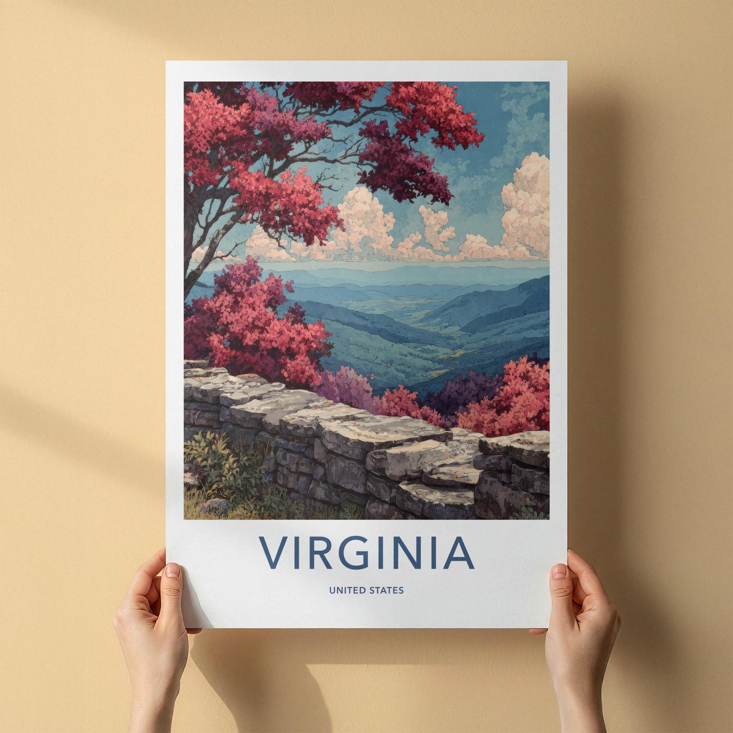 Virginia Poster - Virginia Travel Art - Red Trees Overlook Home Decor