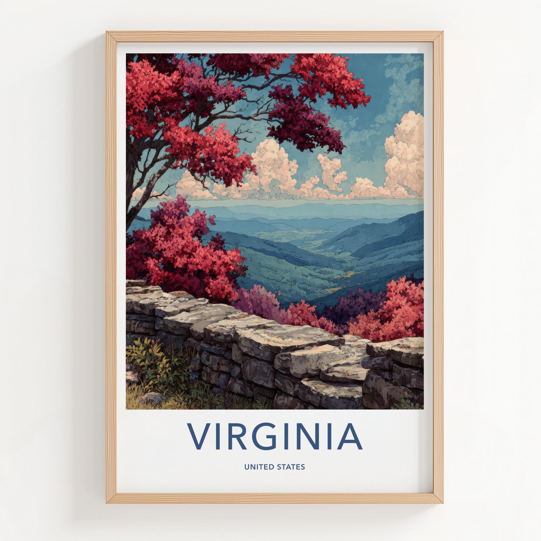 Virginia Poster - Virginia Travel Art - Red Trees Overlook Home Decor