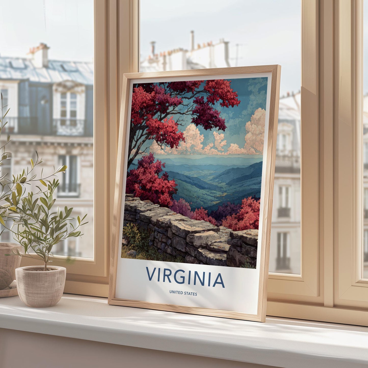 Virginia Poster - Virginia Travel Art - Red Trees Overlook Home Decor