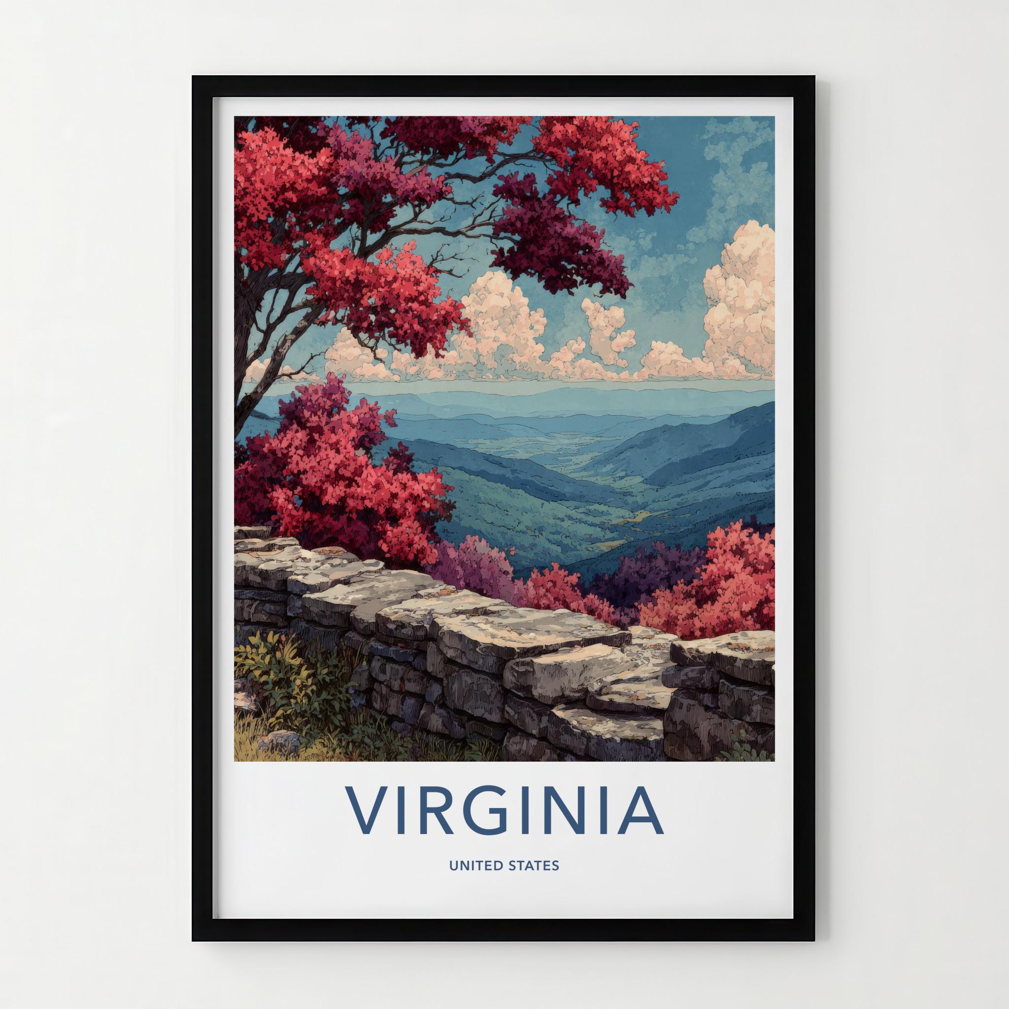 Virginia Poster - Virginia Travel Art - Red Trees Overlook Home Decor
