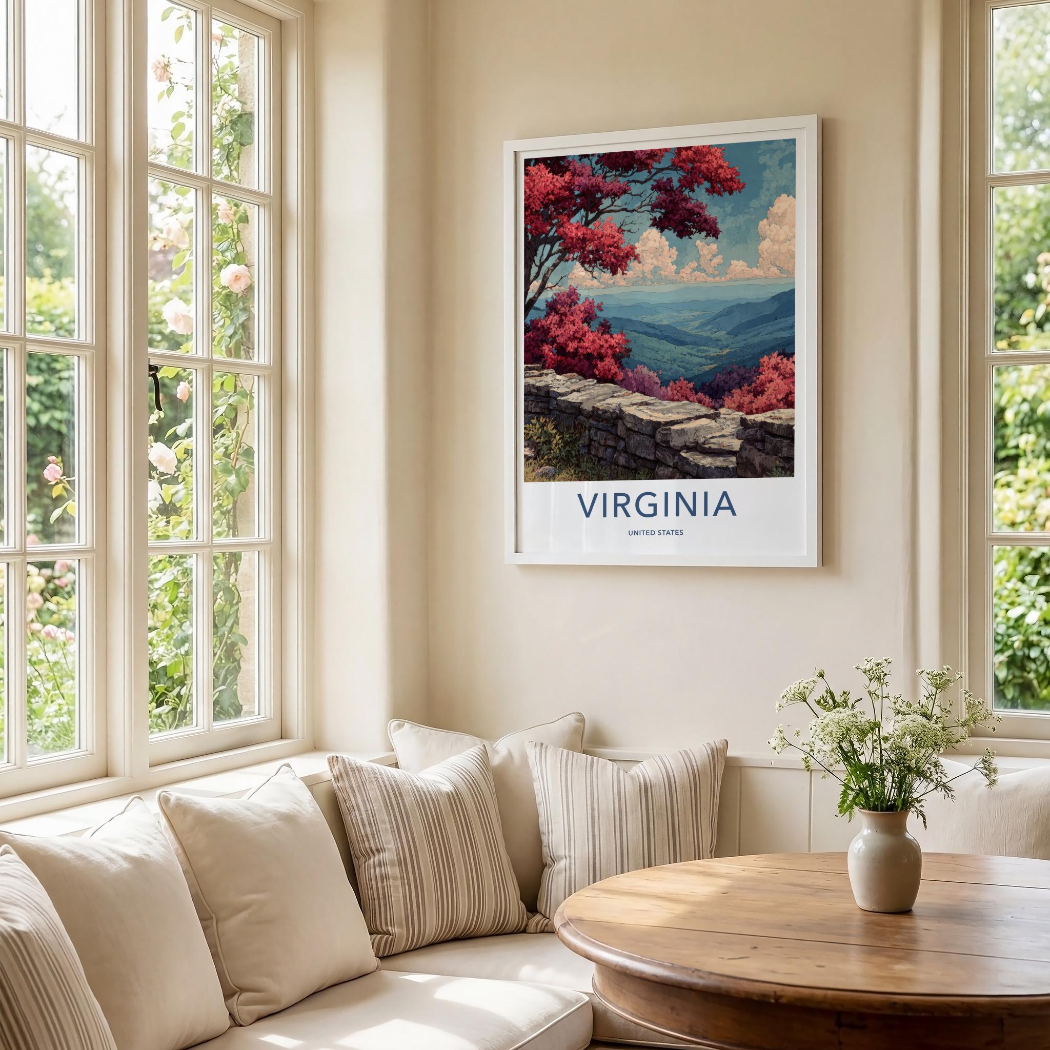 Virginia Poster - Virginia Travel Art - Red Trees Overlook Home Decor