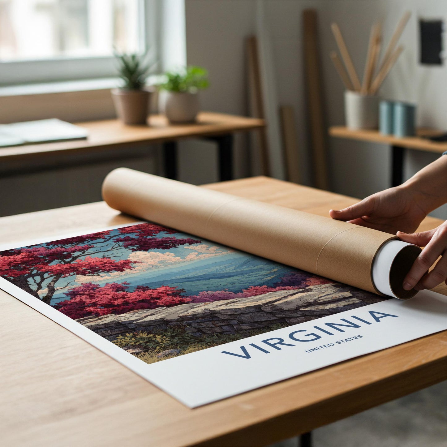 Virginia Poster - Virginia Travel Art - Red Trees Overlook Home Decor