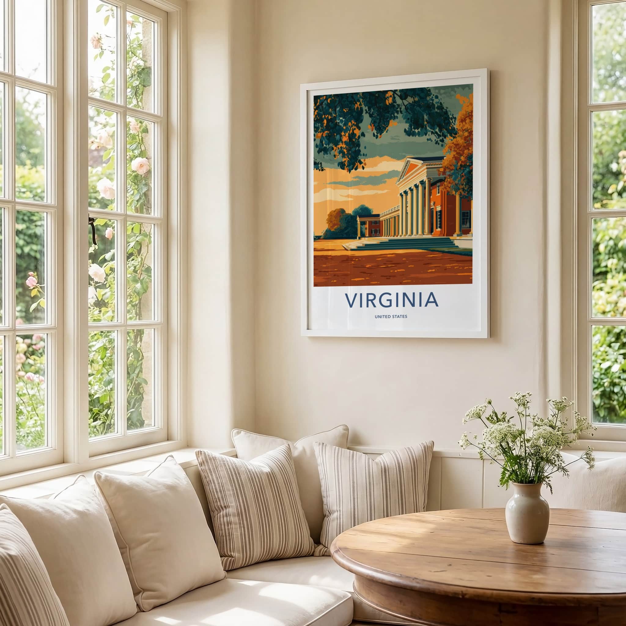 Virginia Poster - Virginia Travel Print - Classical Building View Wall Decor