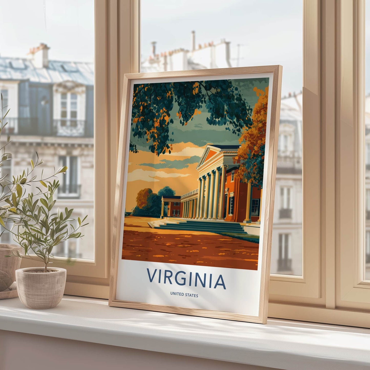 Virginia Poster - Virginia Travel Print - Classical Building View Wall Decor