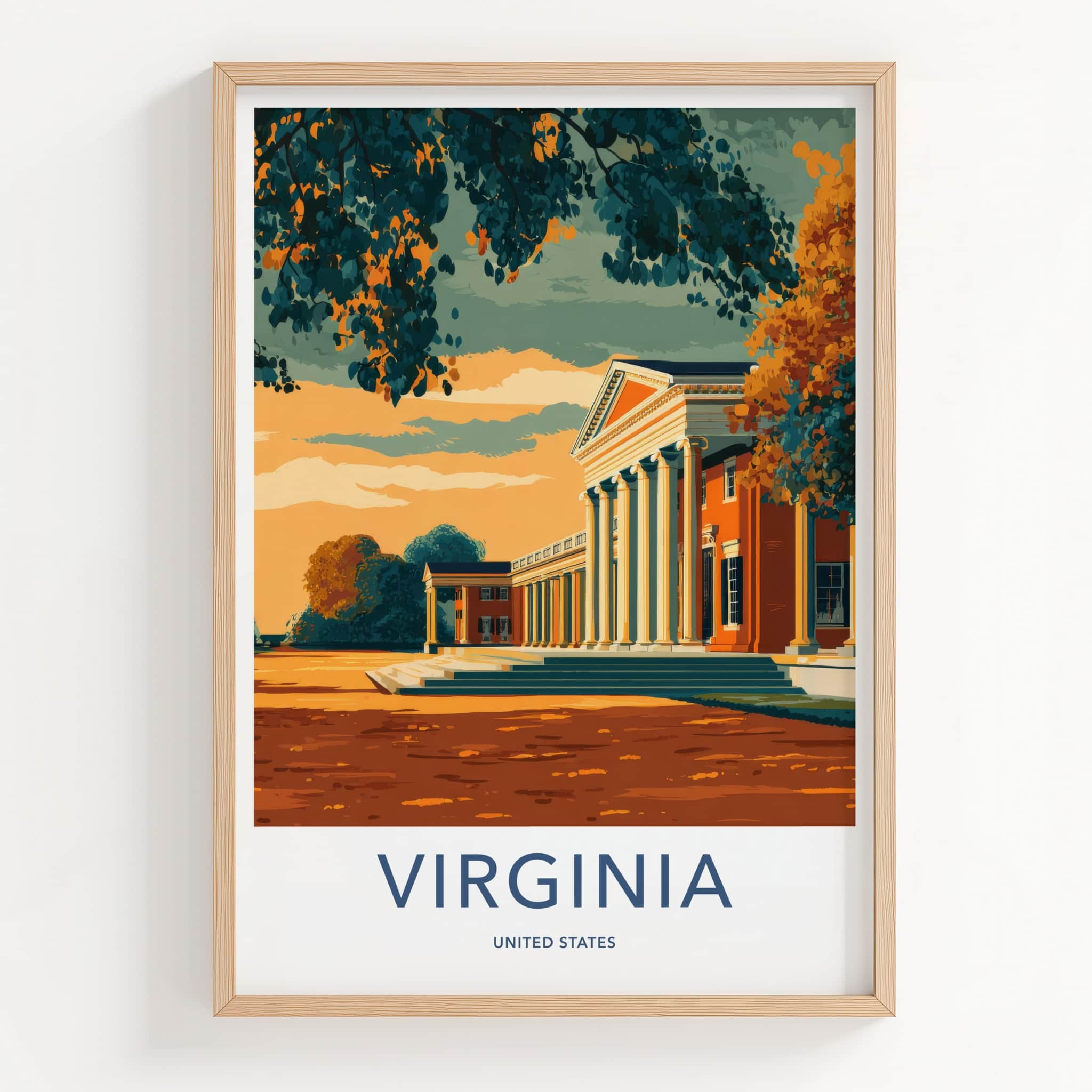 Virginia Poster - Virginia Travel Print - Classical Building View Wall Decor