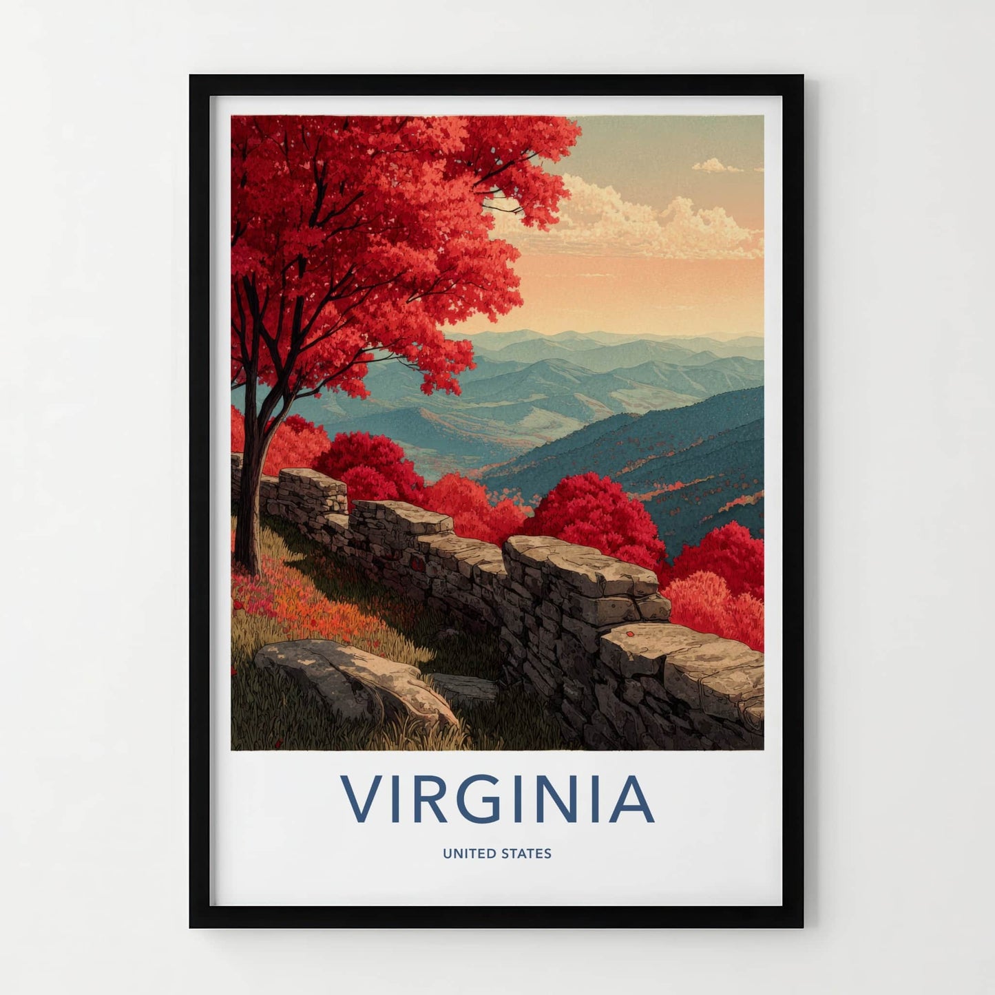 Virginia Poster - Virginia Wall Art Autumn Ridge Framed Art