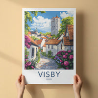 Visby Poster - Sweden Travel Art - Historic Tower Village Home Decor