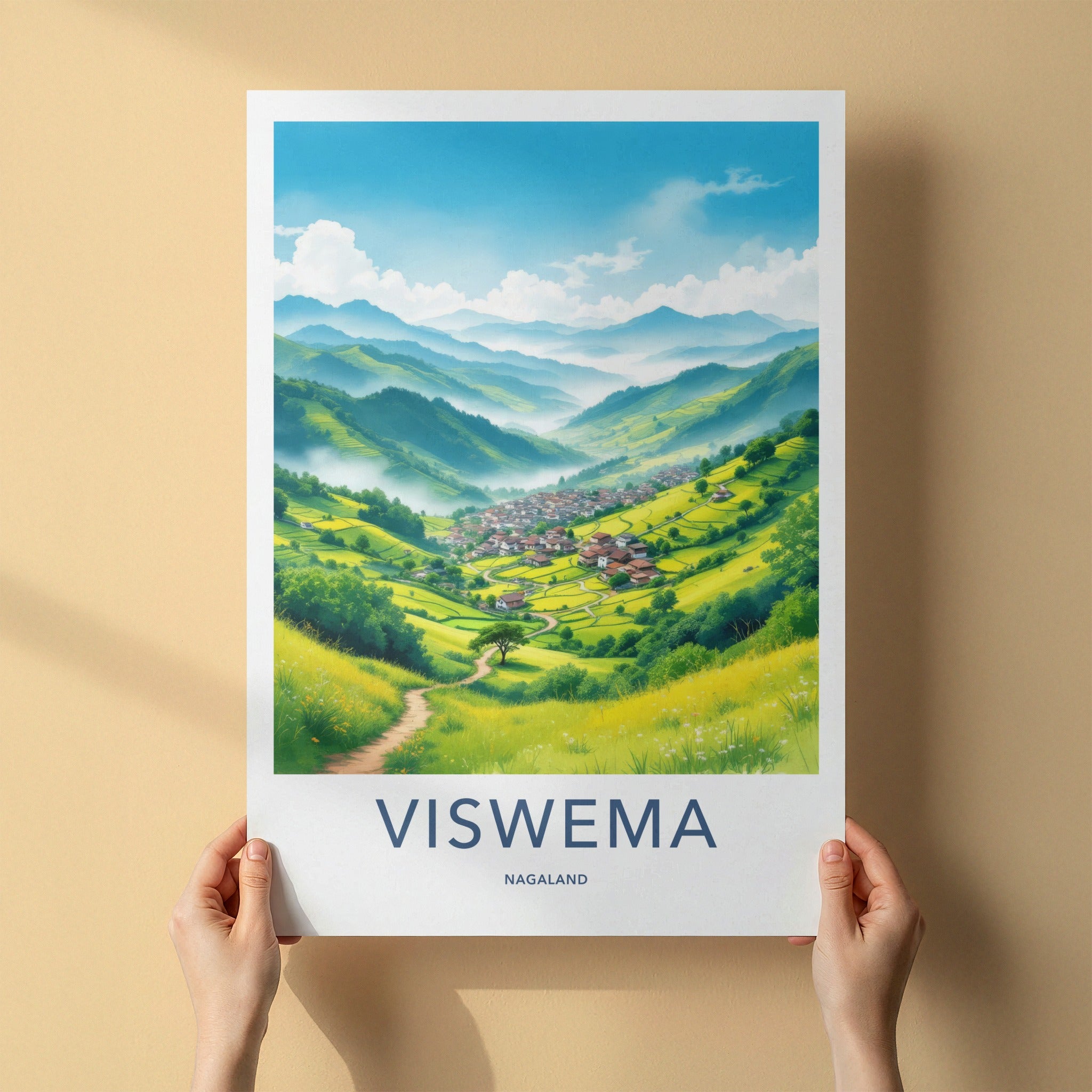 Viswema Poster - India Art Print - Nagaland Lush Green Mountains Gallery Art