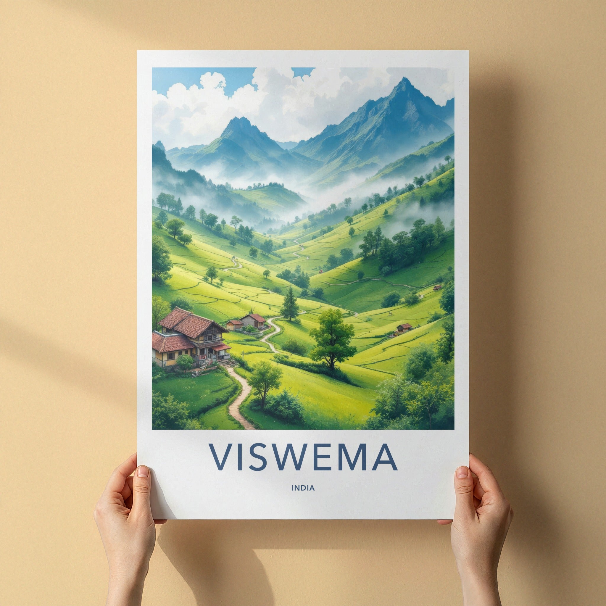 Viswema Poster - India Travel Art - Nagaland Green Terraces Home Decor