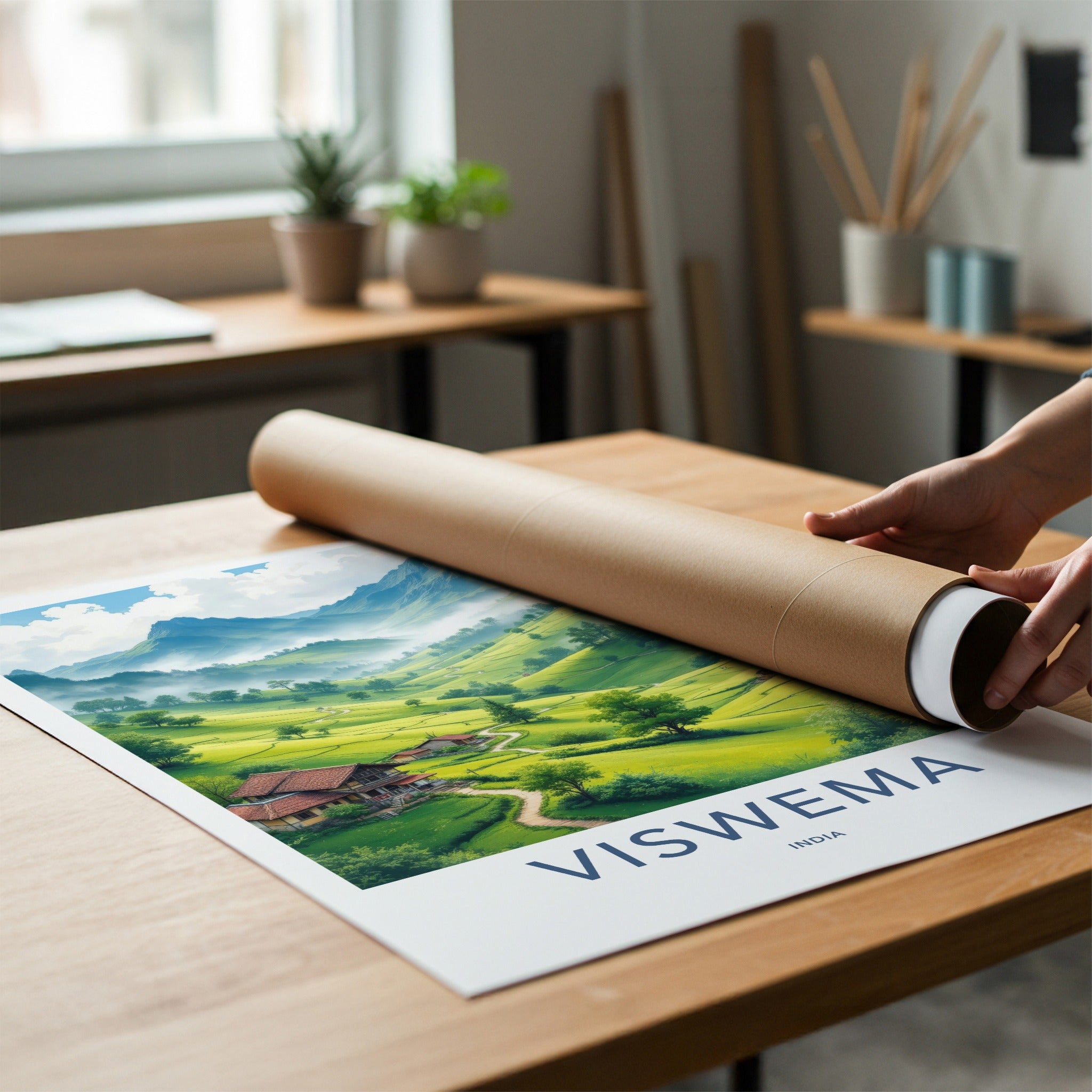 Viswema Poster - India Travel Art - Nagaland Green Terraces Home Decor