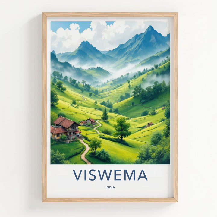 Viswema Poster - India Travel Art - Nagaland Green Terraces Home Decor