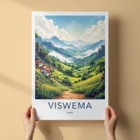 Viswema Poster - India Travel Art - Nagaland Misty Valley Landscape Home Decor