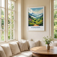 Viswema Poster - India Travel Art - Nagaland Misty Valley Landscape Home Decor