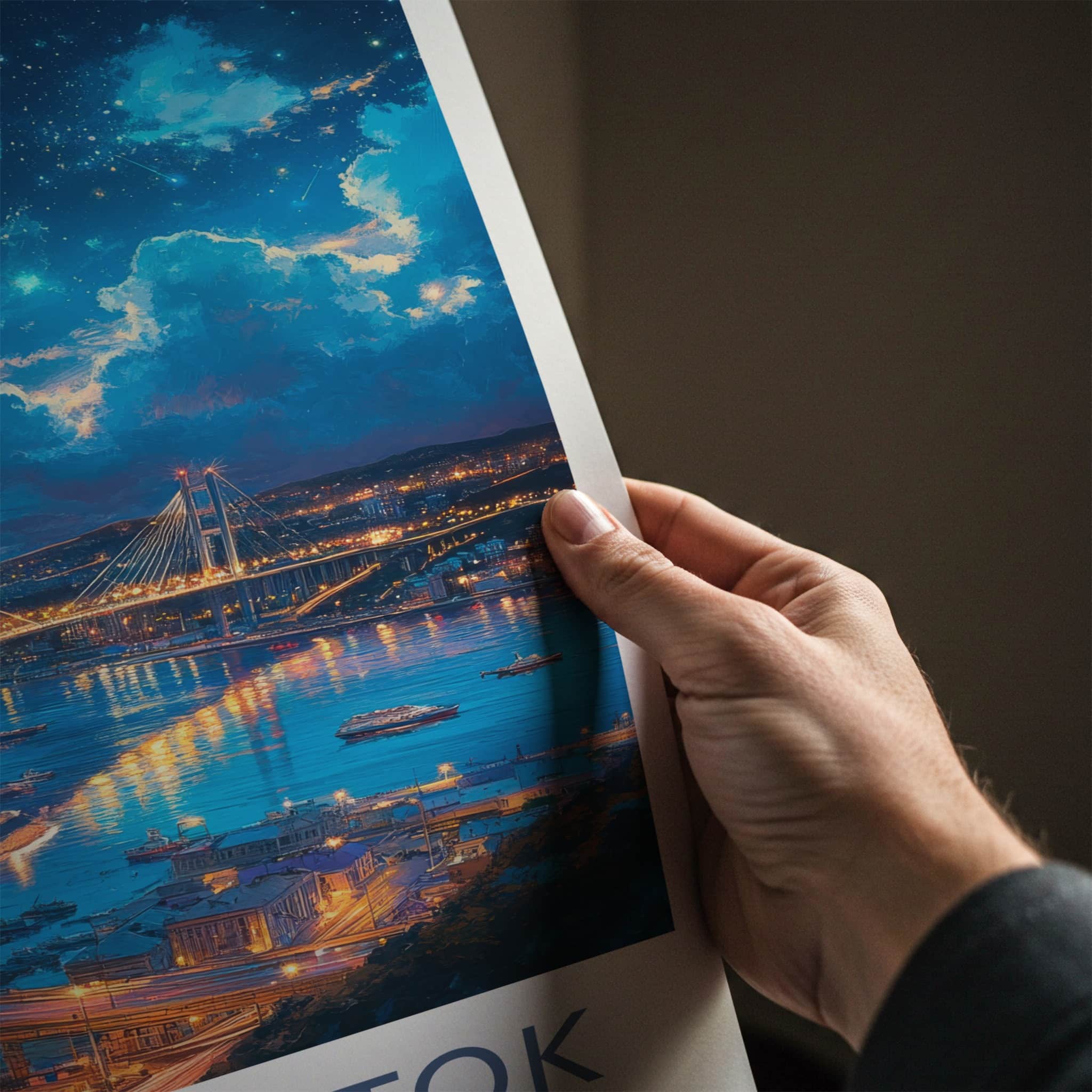 Vladivostok Poster - Russia Travel Art - Starry Bridge City Home Decor