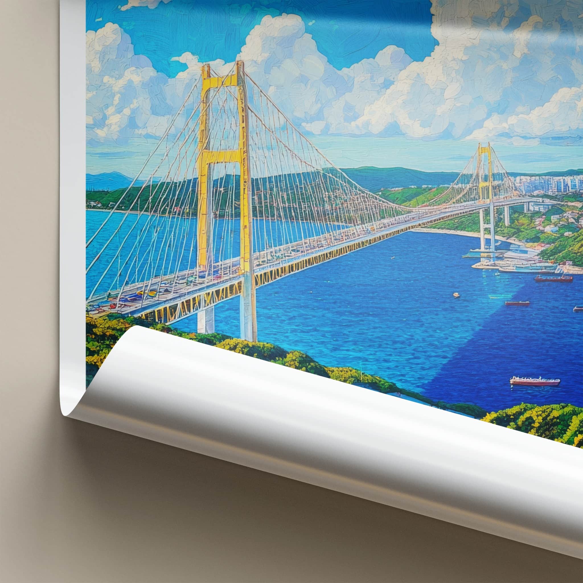 Vladivostok Poster - Russia Travel Art - Suspension Bridge View Home Decor