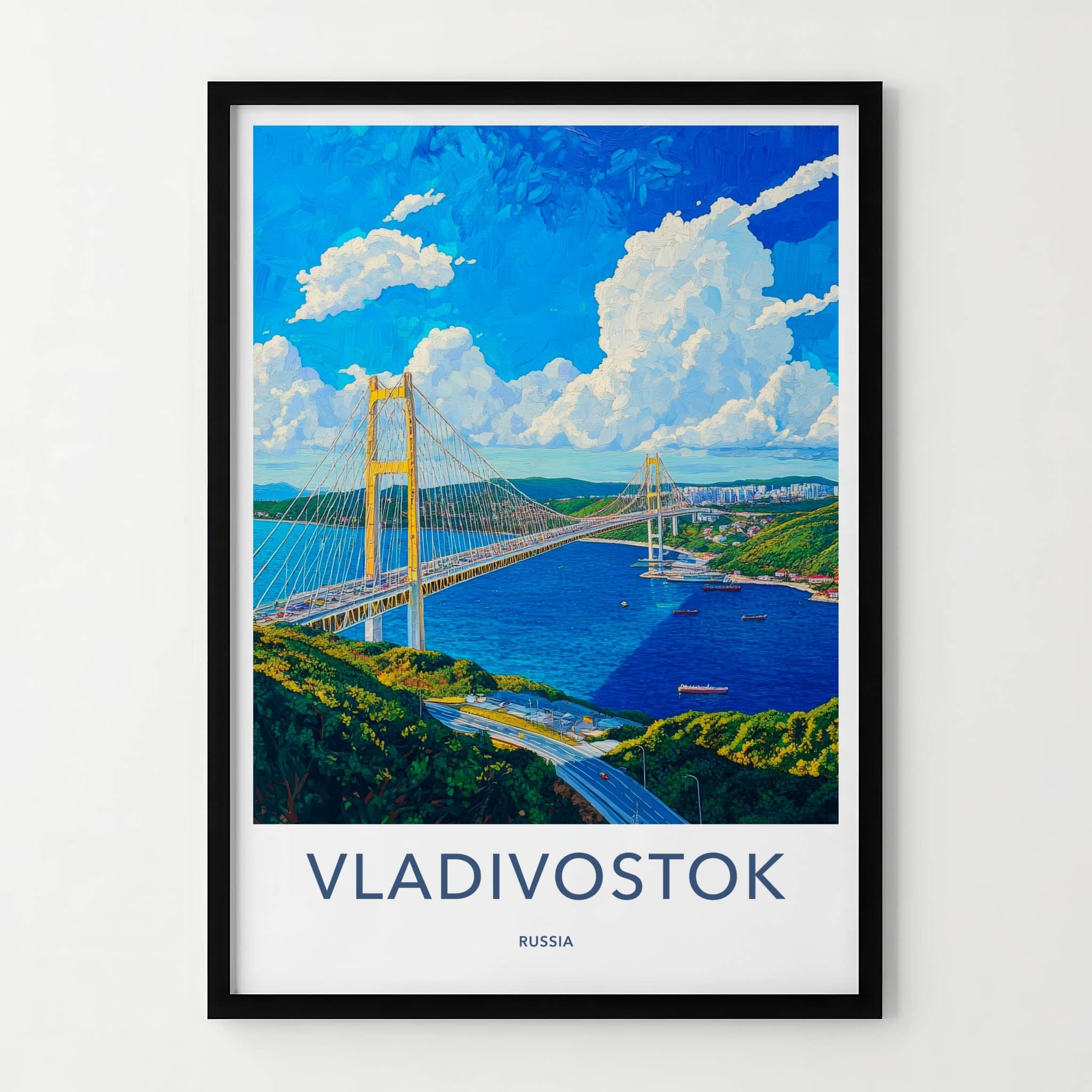 Vladivostok Poster - Russia Travel Art - Suspension Bridge View Home Decor