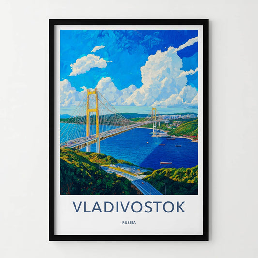 Vladivostok Poster - Russia Travel Art - Suspension Bridge View Home Decor