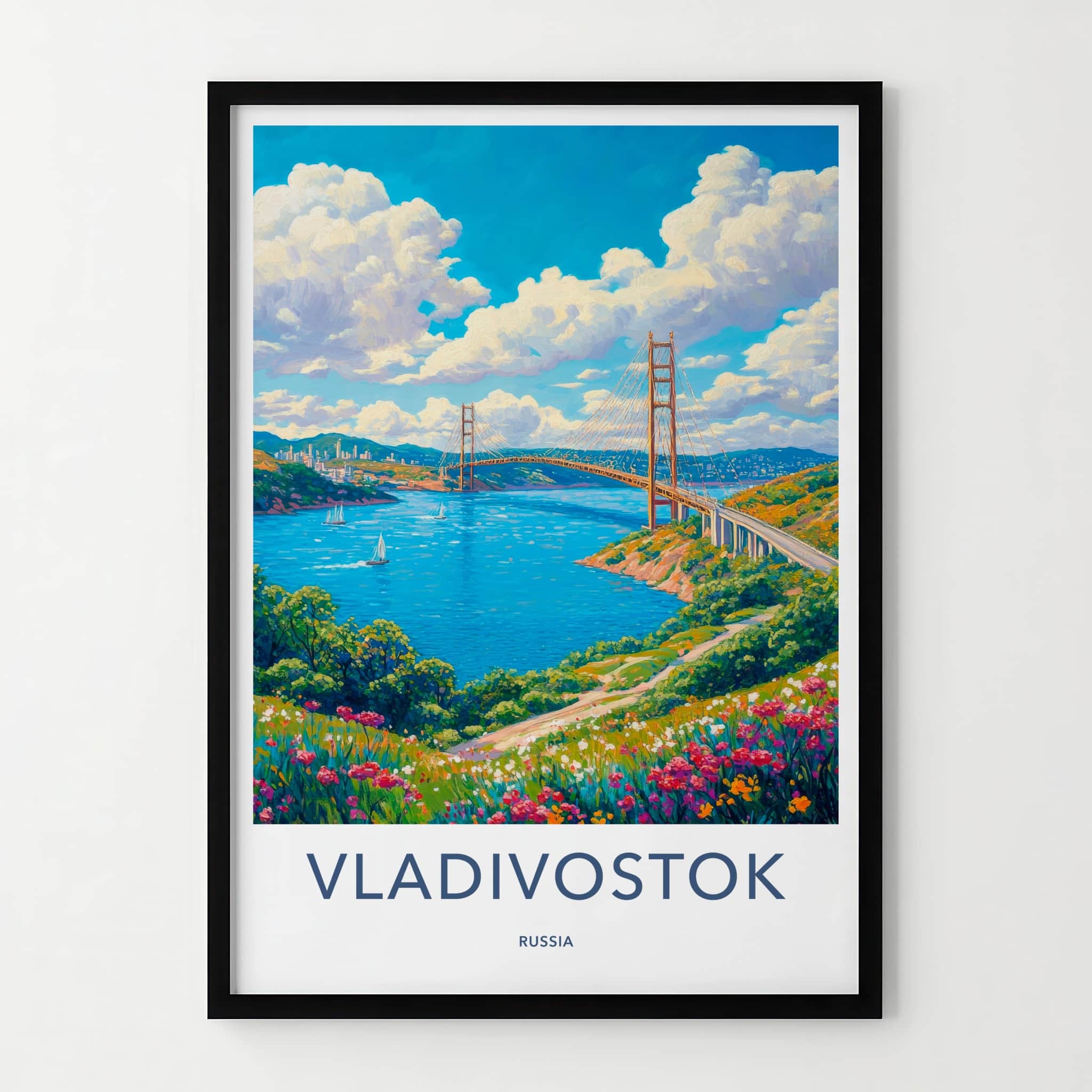 Vladivostok Poster - Russia Travel Art - Vibrant Floral Seascape Wall Decor