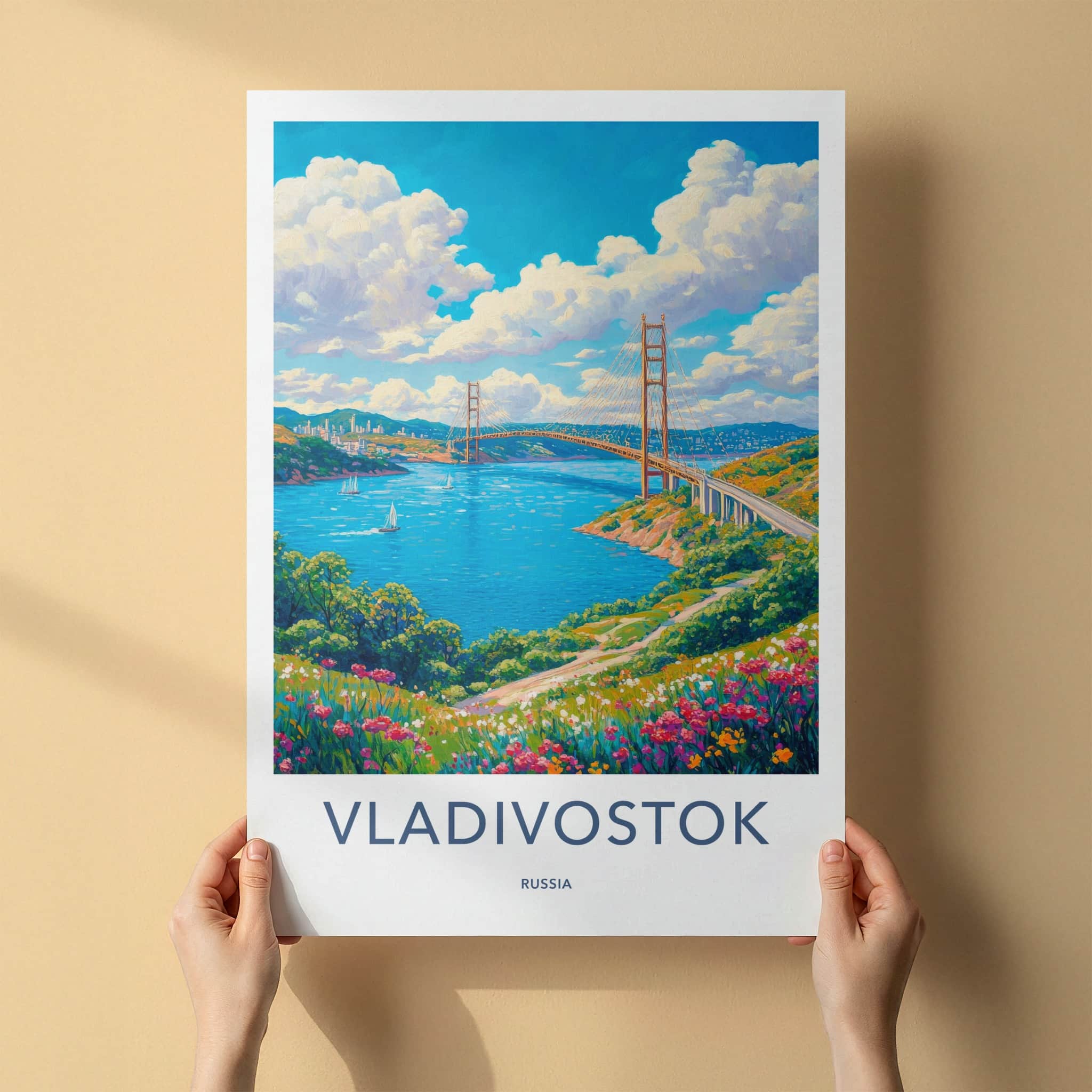 Vladivostok Poster - Russia Travel Art - Vibrant Floral Seascape Wall Decor