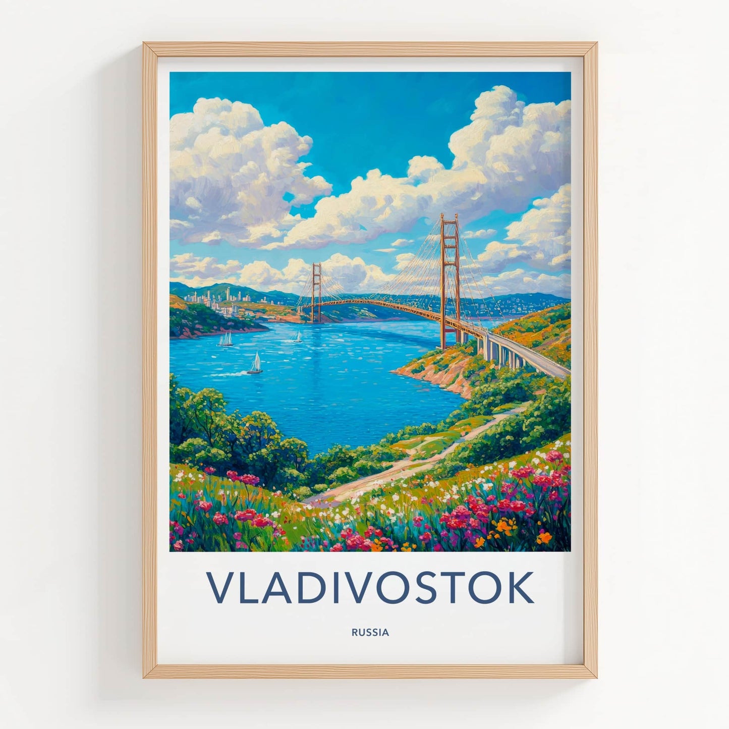 Vladivostok Poster - Russia Travel Art - Vibrant Floral Seascape Wall Decor