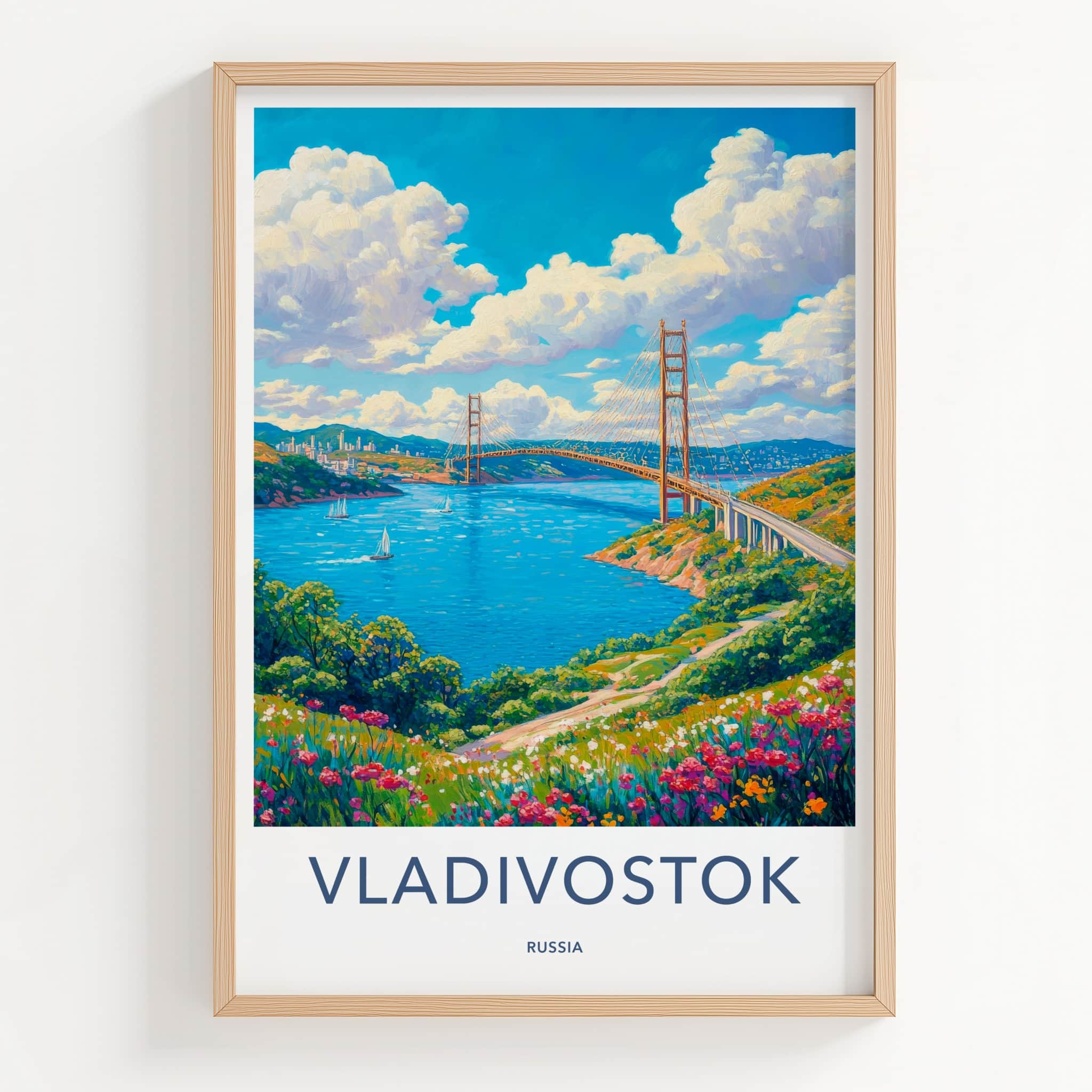 Vladivostok Poster - Russia Travel Art - Vibrant Floral Seascape Wall Decor