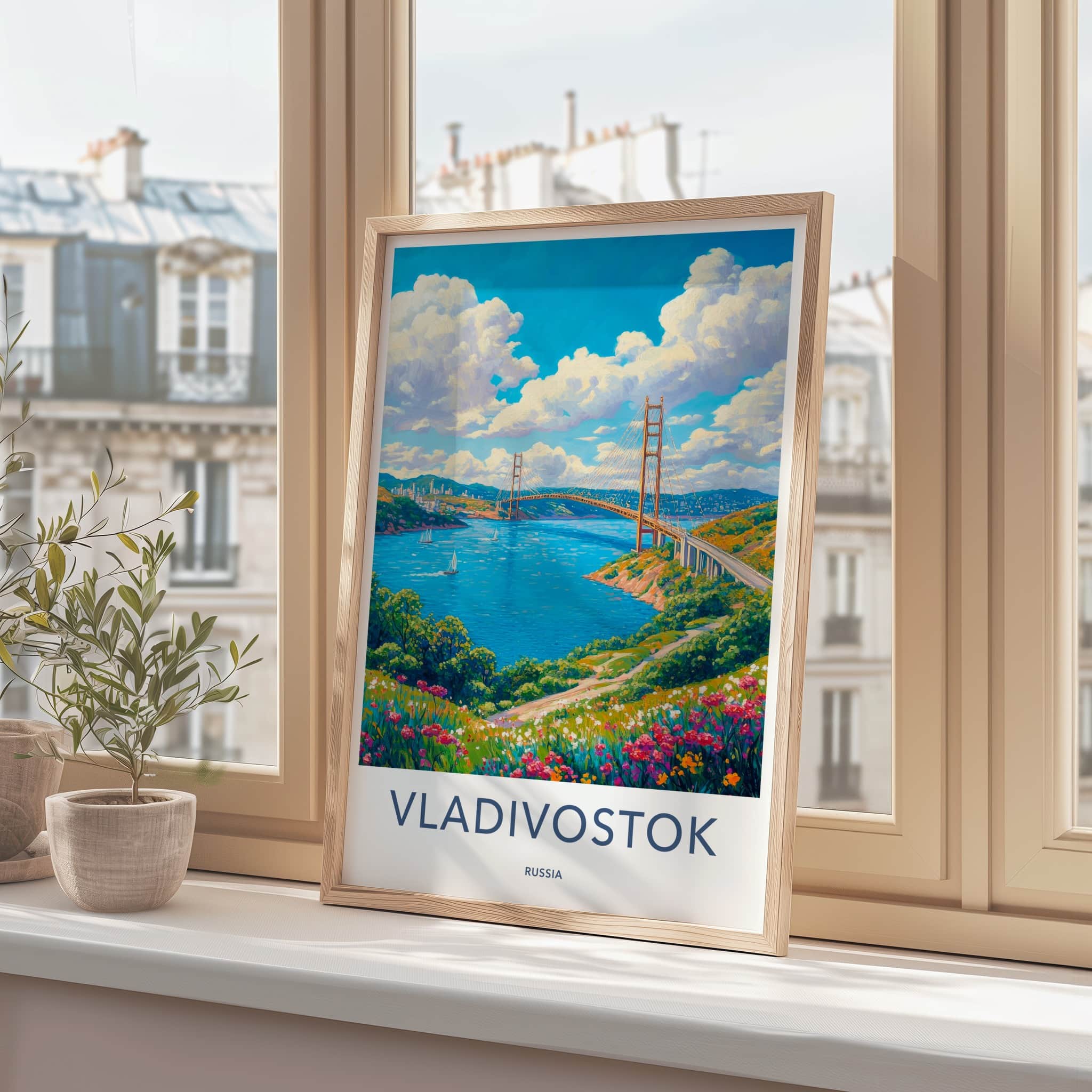 Vladivostok Poster - Russia Travel Art - Vibrant Floral Seascape Wall Decor