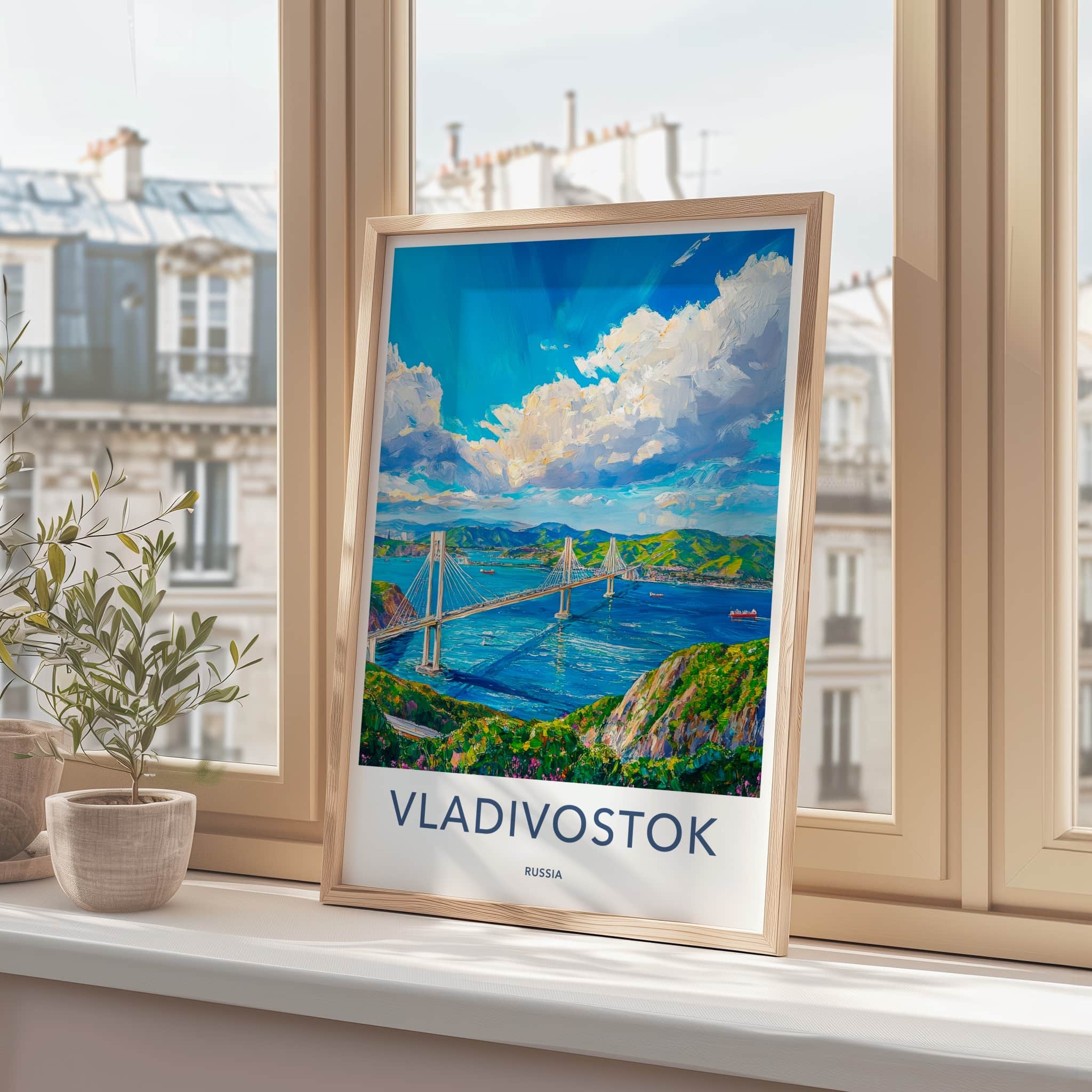Vladivostok Poster - Russia Wall Art - Vibrant Bay Bridge Home Decor