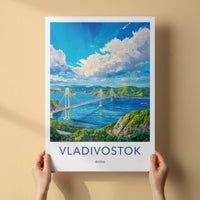 Vladivostok Poster - Russia Wall Art - Vibrant Bay Bridge Home Decor