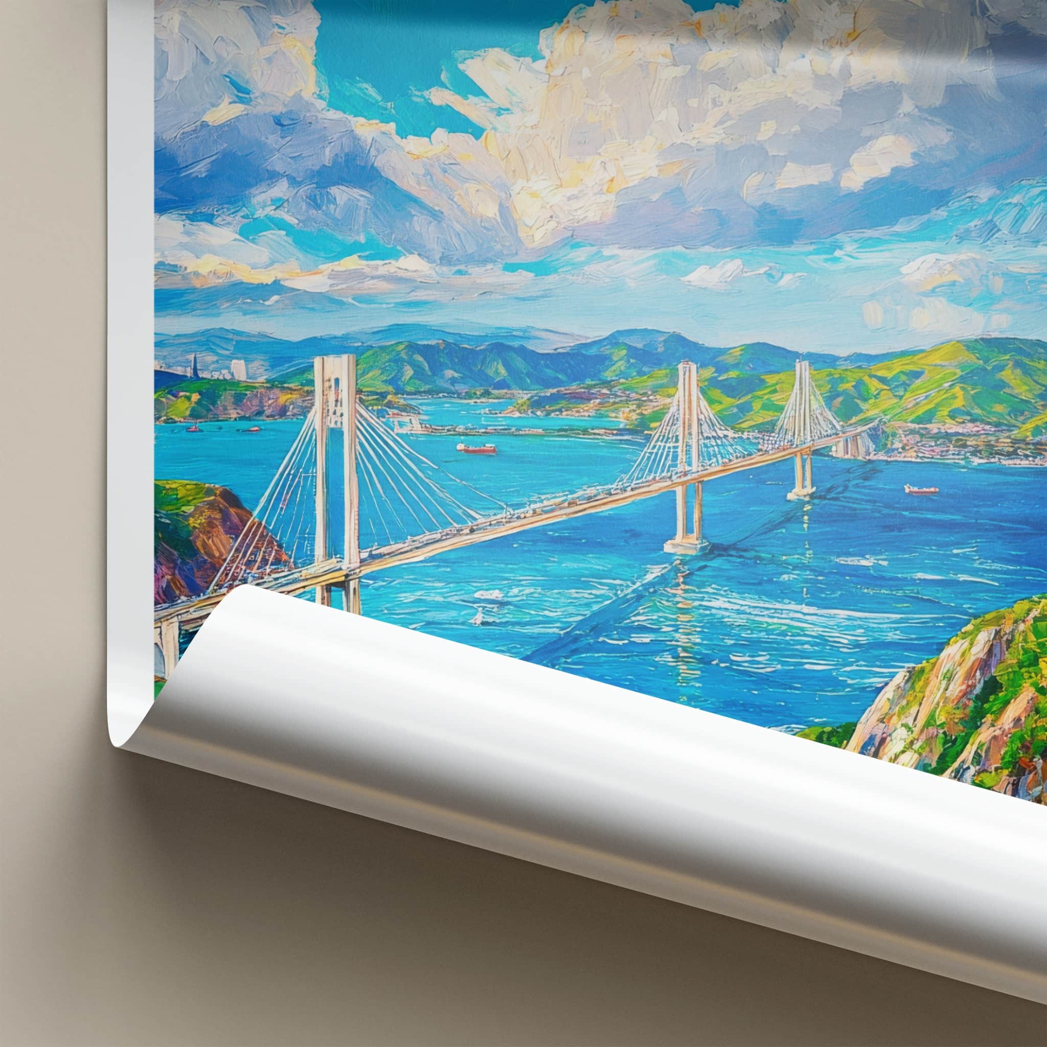 Vladivostok Poster - Russia Wall Art - Vibrant Bay Bridge Home Decor