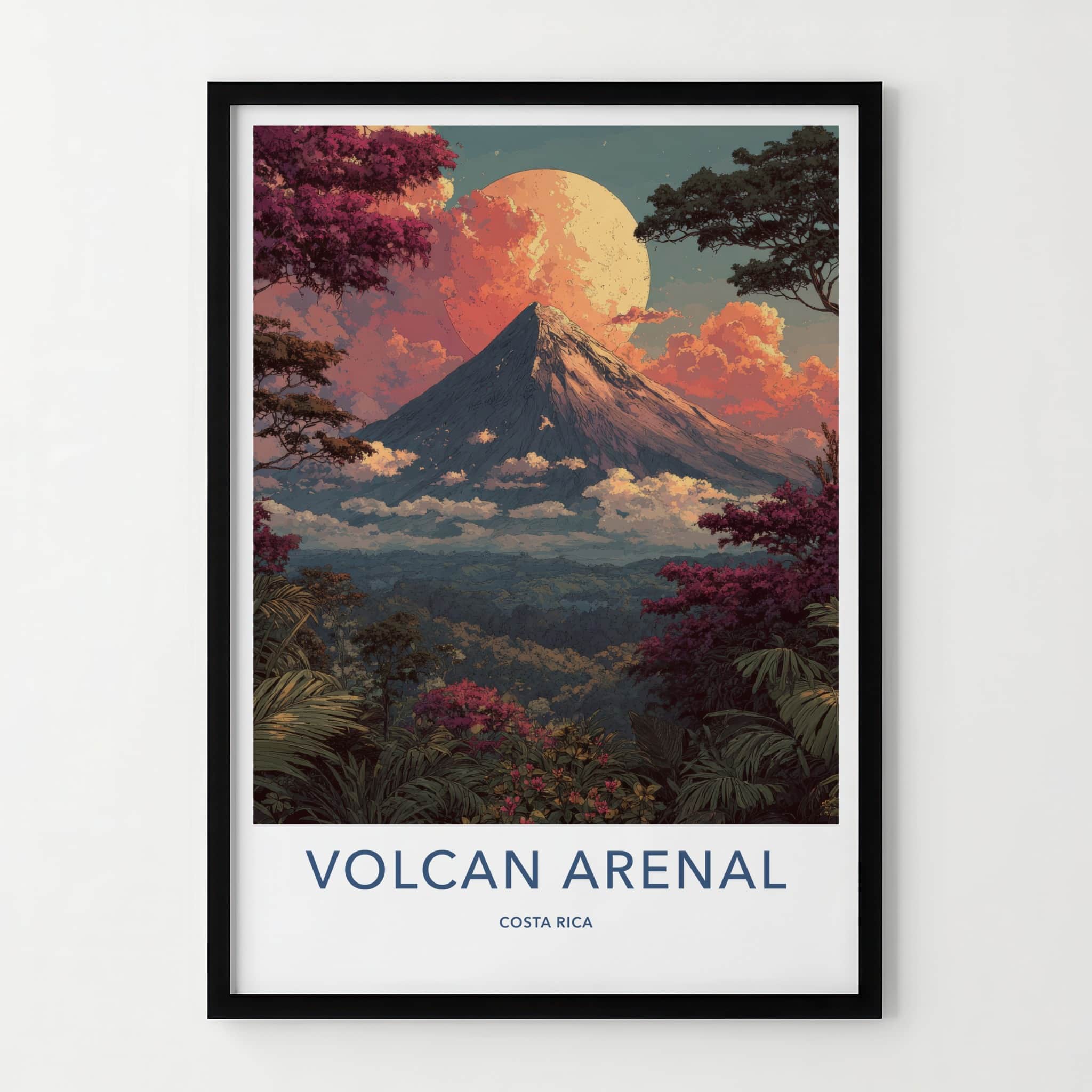 Volcan Arenal Poster - Costa Rica Travel Art - Full Moon Home Decor