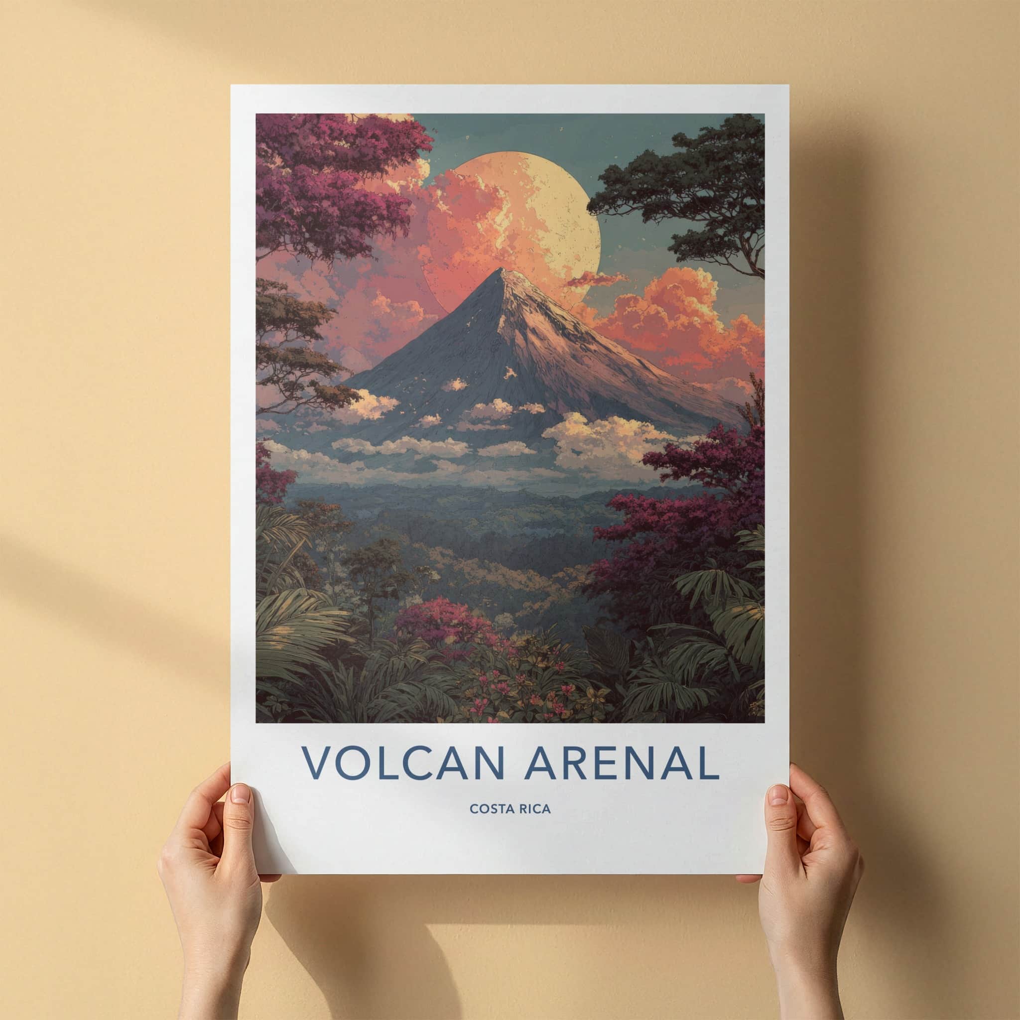 Volcan Arenal Poster - Costa Rica Travel Art - Full Moon Home Decor