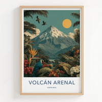 Volcan Arenal Poster - Costa Rica Travel Art - Lush Jungle Birds Home Decor