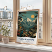 Volcan Arenal Poster - Costa Rica Travel Art - Lush Jungle Birds Home Decor