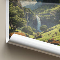 Vrah Botev Poster - Bulgaria Travel Art - Mountainous Cascading Waterfall Home Decor