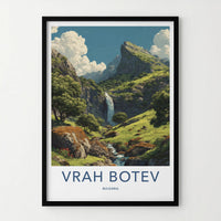 Vrah Botev Poster - Bulgaria Travel Art - Mountainous Cascading Waterfall Home Decor