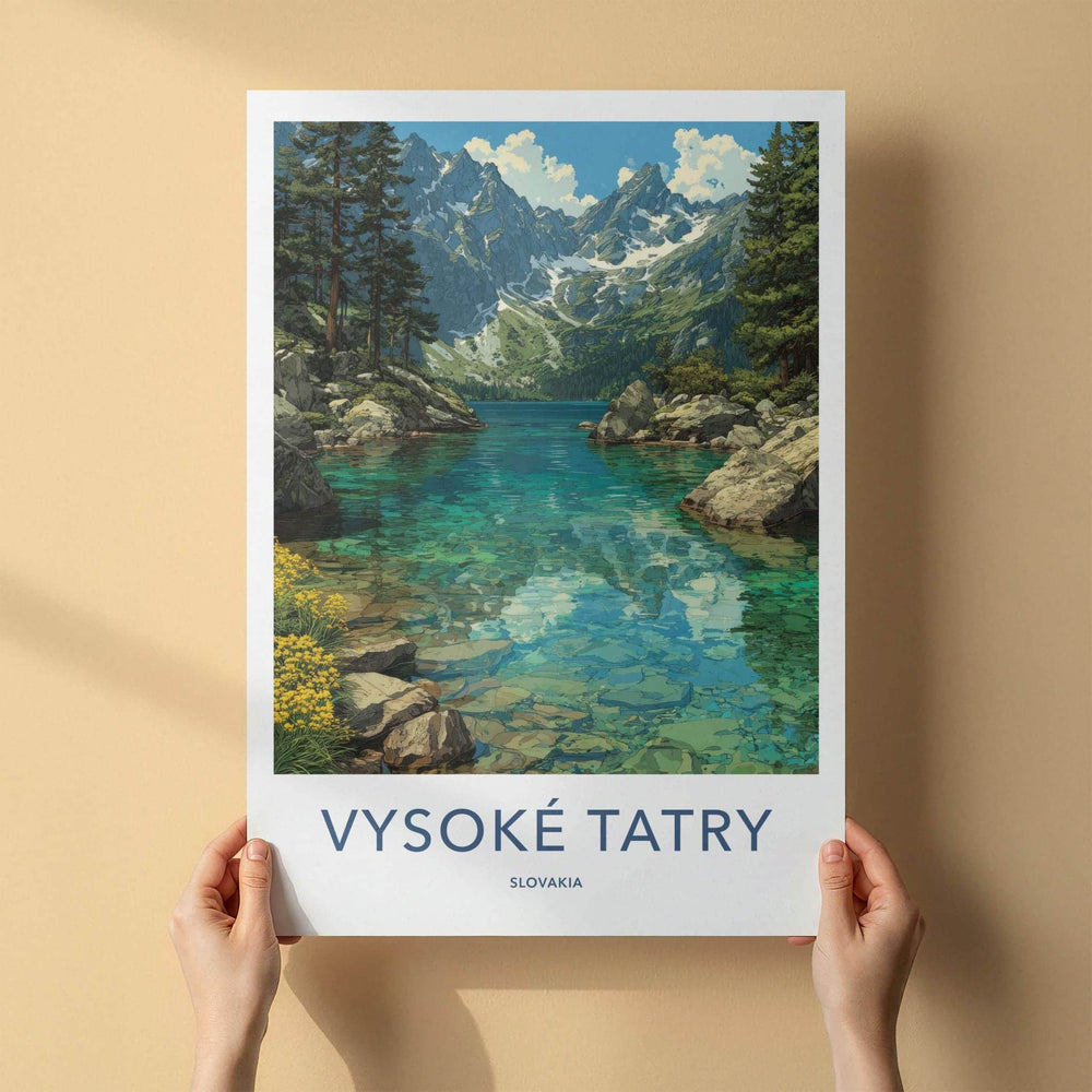 Vysoke Tatry Poster - Slovakia Travel Art - Clear Alpine Lake Home Decor
