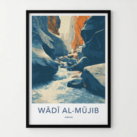 Wadi Al Mujib Poster - Jordan Travel Art - Canyon River Flow Wall Decor