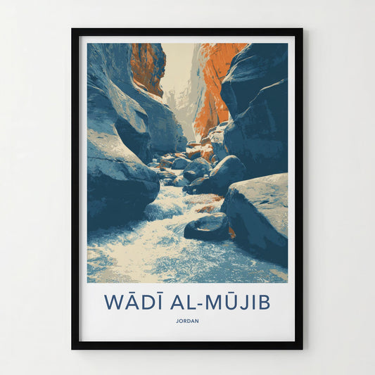 Wadi Al Mujib Poster - Jordan Travel Art - Canyon River Flow Wall Decor