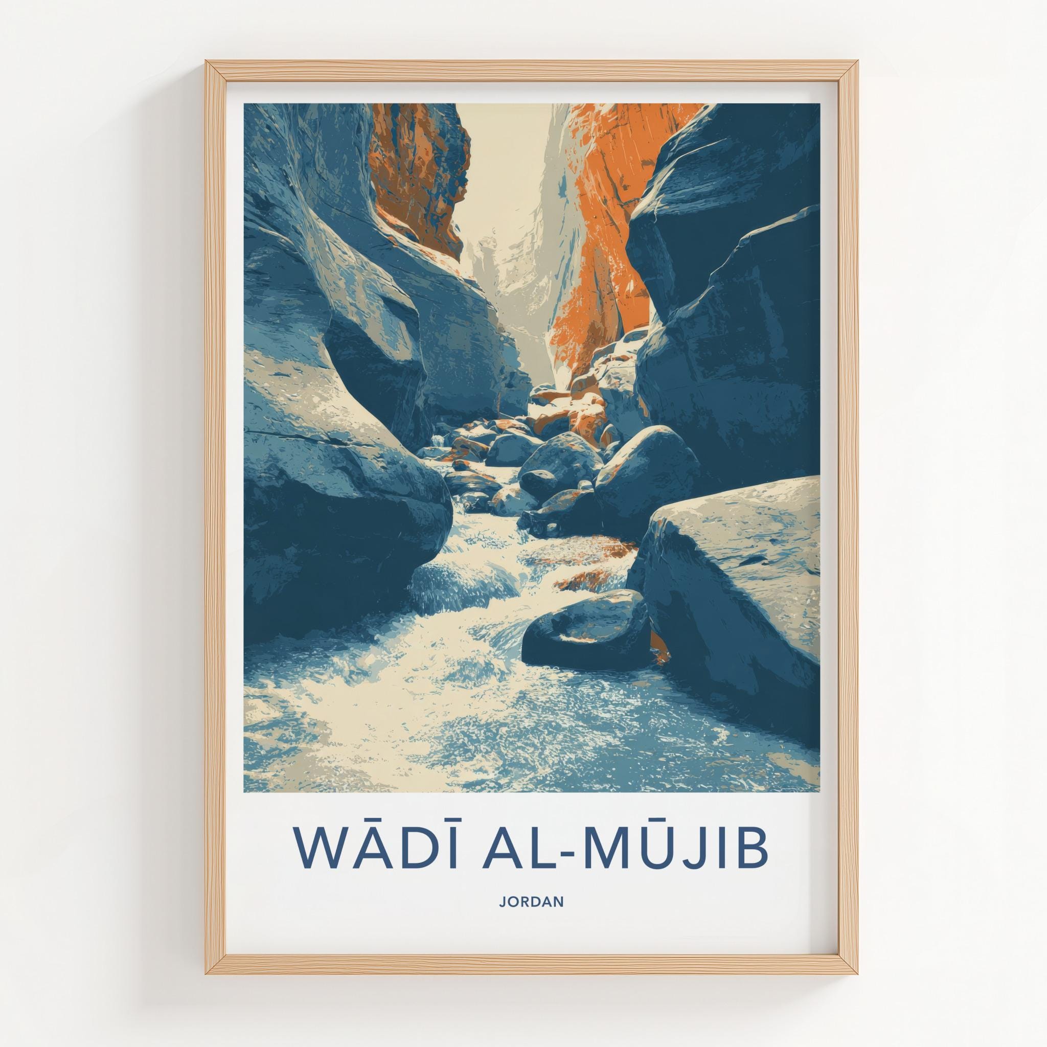 Wadi Al Mujib Poster - Jordan Travel Art - Canyon River Flow Wall Decor