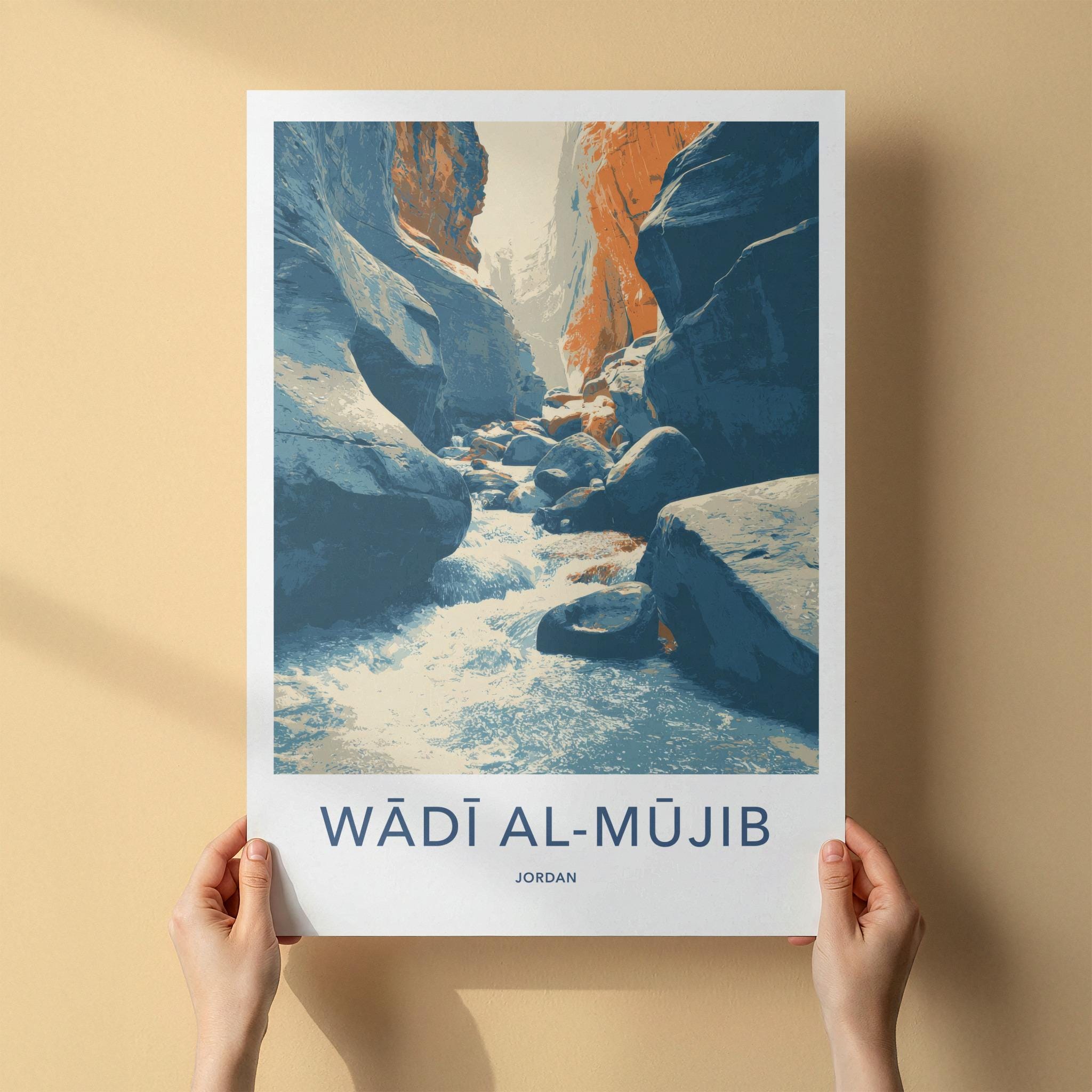 Wadi Al Mujib Poster - Jordan Travel Art - Canyon River Flow Wall Decor