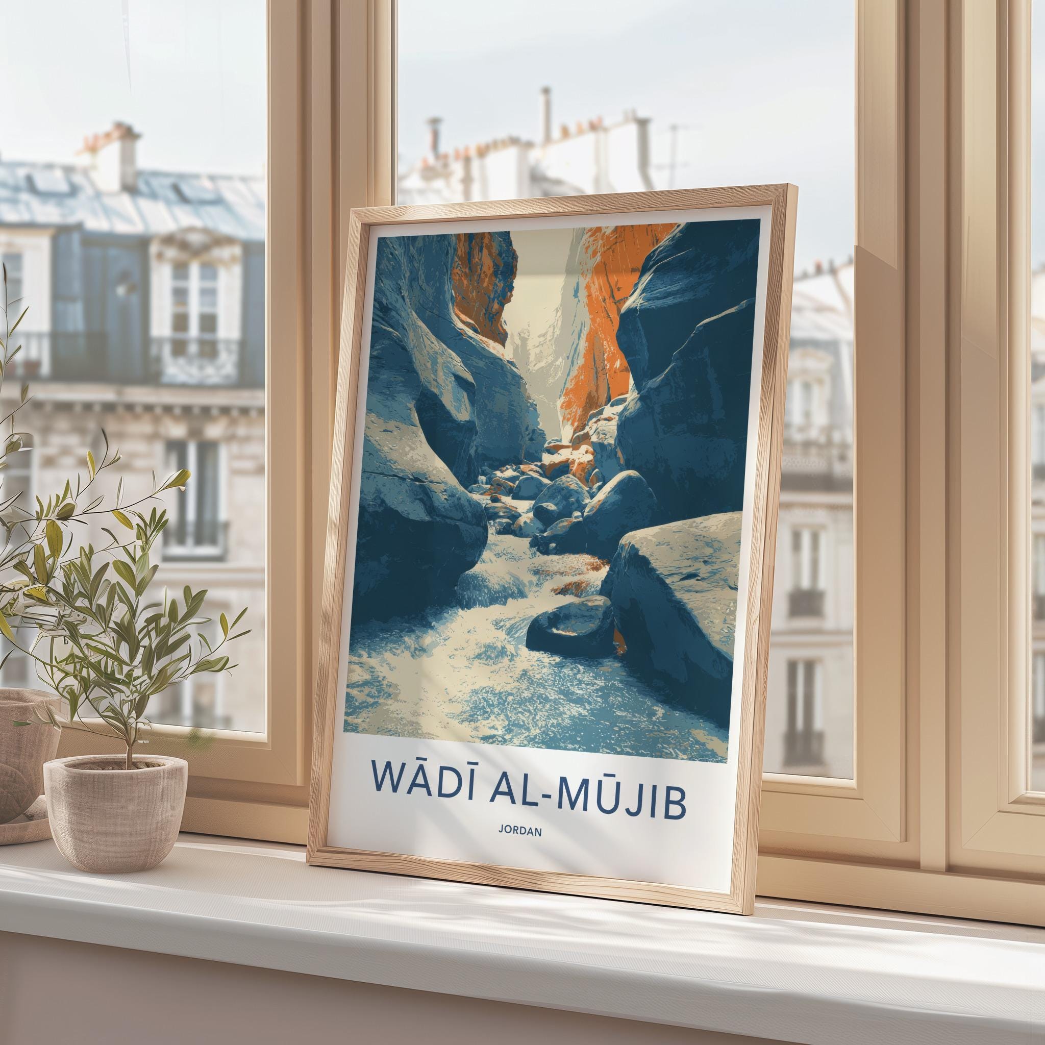 Wadi Al Mujib Poster - Jordan Travel Art - Canyon River Flow Wall Decor